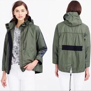 J. Crew • Olive Green Black Coated Cinched Swing Jacket